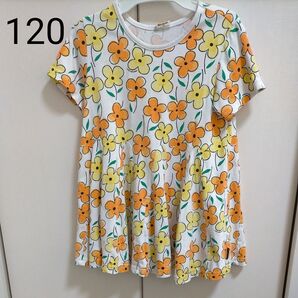 半袖 チュニック 120 花柄 綿100%