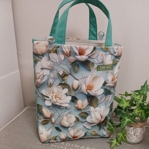 ツイン2Wayトートバック お散歩バック 手提げトートバッグ ハンドメイド Dカン付ショルダー可