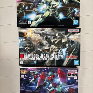 HG ジェガン(エコーズ仕様)、HG ジェガン、HG ジム ミサイルポッド ショルダーキャノン装備 MSD 未開封 計3セット
