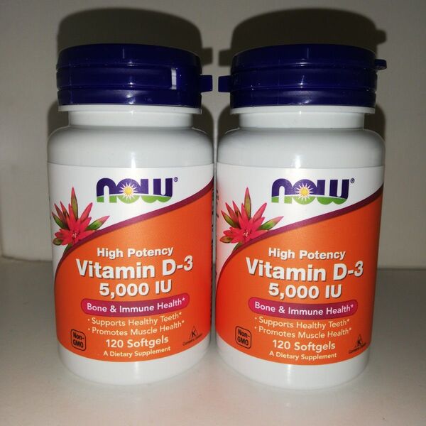 【2個セット】ビタミンD3 5000IU 120粒 NOW Foods ナウフーズ