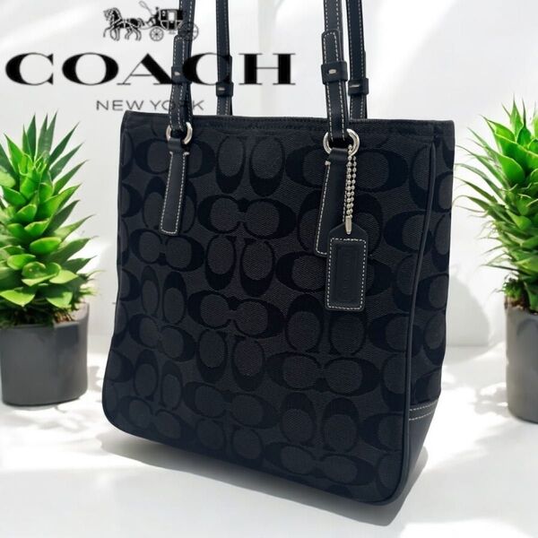 COACH コーチ シグネチャートートバッグ ブラック肩掛け 6090