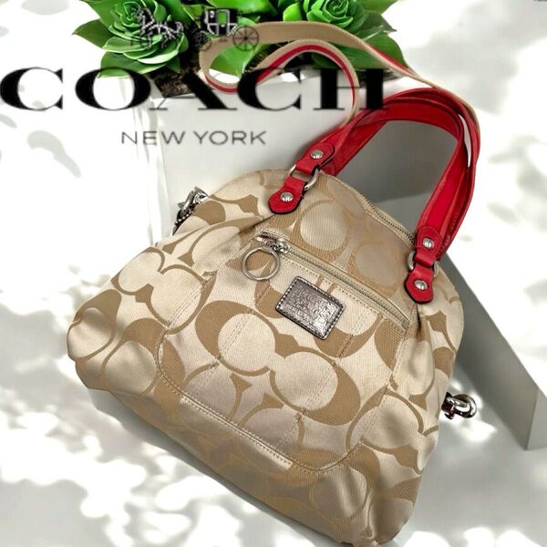【人気】COACH コーチ 2wayショルダーバッグ トートバッグ 肩掛け ハンドバッグ キャンバス ブラウン系