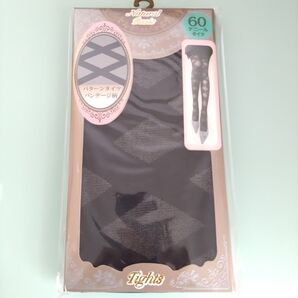 Natural Basic パターンタイツ バンテージ柄 60デニール 黒 M〜L