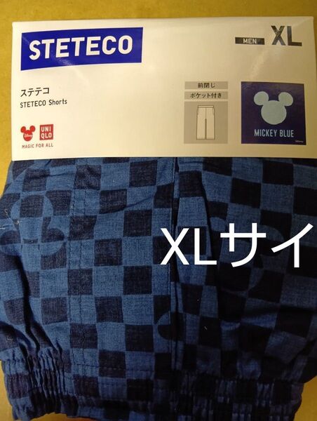 ユニクロ 綿100% ステテコ メンズXLサイズ、ネイビー、ミッキーコラボ品B