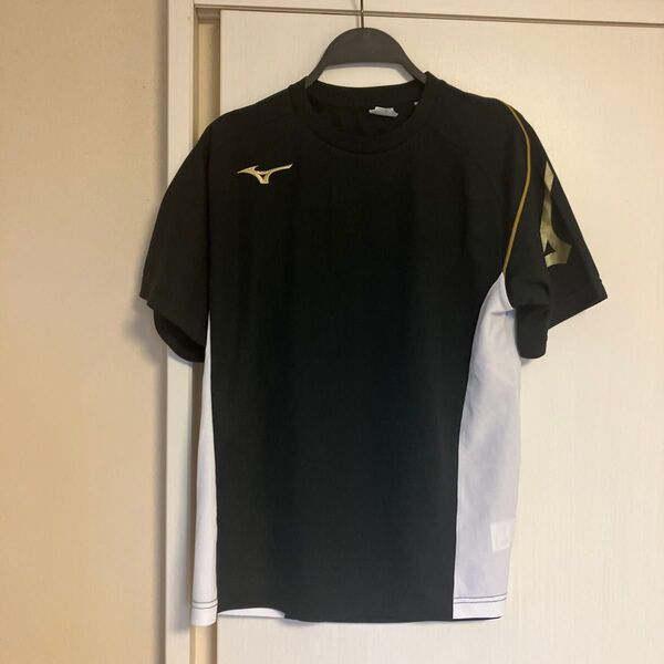 ミズノ トレーニングウェア Tシャツ 黒×白×金 M