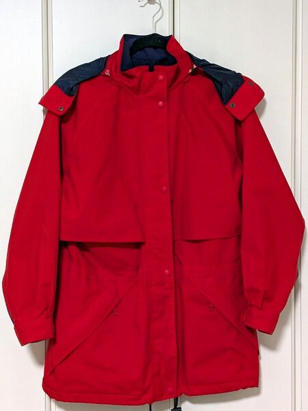 古着 白タグ エディーバウアー マウンテンパーカ Gore-Tex 赤 レディーズ サイズM フード取り外し ダブルジップ