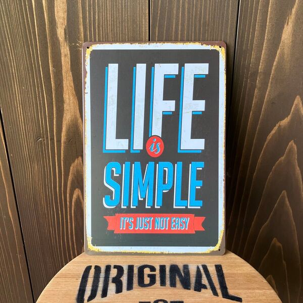 ブリキ看板 LIFE is SIMPLE インテリア雑貨 おしゃれ