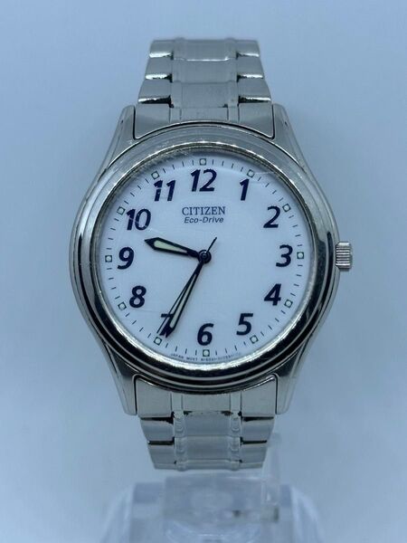 ソーラー祭 CITIZEN Eco-Drive 950127 シチズン エコドライブ 稼働品 ホワイト ブルー文字 針