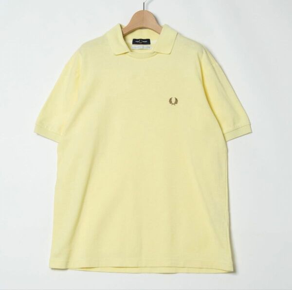 FRED PERRY フレッドペリー・SOLOTEX 半袖ポロシャツ 伸縮性あり Lサイズ ワンポイント刺繍 イエロー系