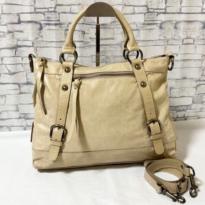 【美品 希少レア】russet ラシット・ソフトレザー 2way ハンドバッグ ショルダーバッグ 手提げ肩掛け 軽量 ベージュ系