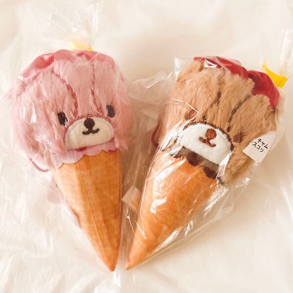 タイニーチャム アイスクリームフレーバー マスコット ピンク ブラウン ハローキティ アイス 熊 プライズ ぬいぐるみ サンリオ