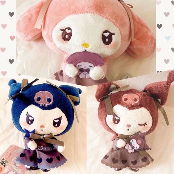 うるうるハートぬいぐるみ 3個全種 マスコット ロリータ クロミ マイメロ 新品 プライズ マイメロディ ぬいぐるみ まとめ売り