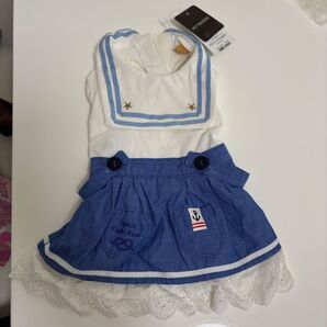 新品未使用 ペットパラダイス 犬服 セーラー風ワンピース