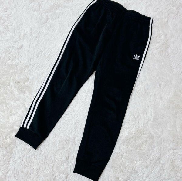 【708】★美品★ adidas アディダス ジャージ パンツ ブラック 3本ライン トラックパンツ ボトムス 黒