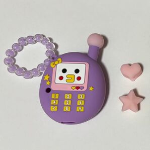 たまごっちユニ携帯型のシリコンカバー(蓄光キャップ3つ付き) パープル