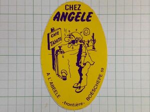  зарубежный старый стикер :CHEZ ANGELE иллюстрации Vintage +Ce