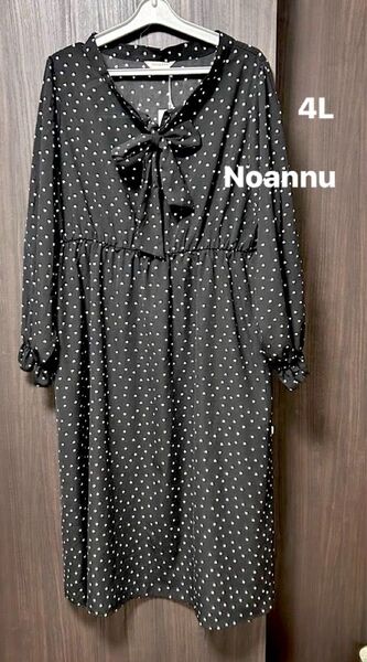 ワンピース 4L ハート形 黒×白 noannu 大きいサイズ