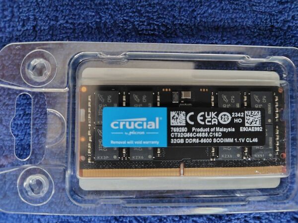 Crucial 32GB ×1 DDR5-5600 SODIMM ノート用メモリ CT32G56C46S5 未使用 送料無料 A