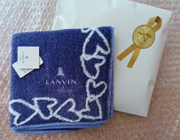 ランバン LANVIN タオルハンカチ ブルー パープル