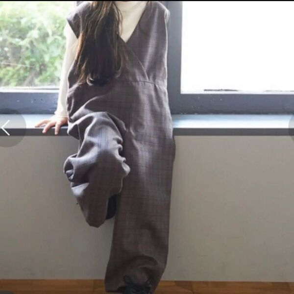 【coca】グレンチェックオールインワン 140cm グレー系 おしゃれ kids girls 子供服 女の子 キッズ ガールズ