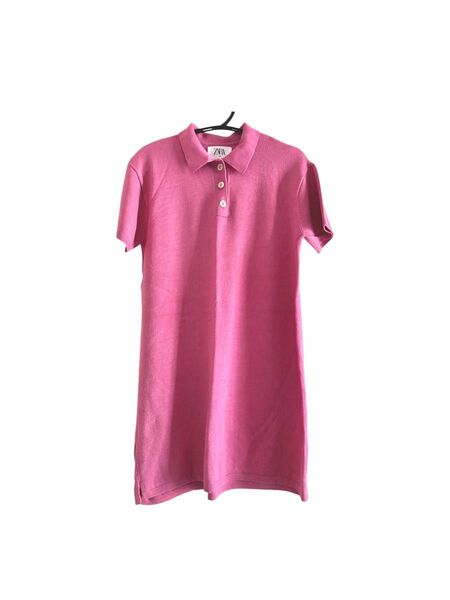 【ZARA】サマーニット半袖ワンピース 140 ピンク 10Y ポロシャツ ザラ