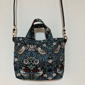 ハンドメイド ミニトートバッグ ウィリアムモリス Strawberry Thief