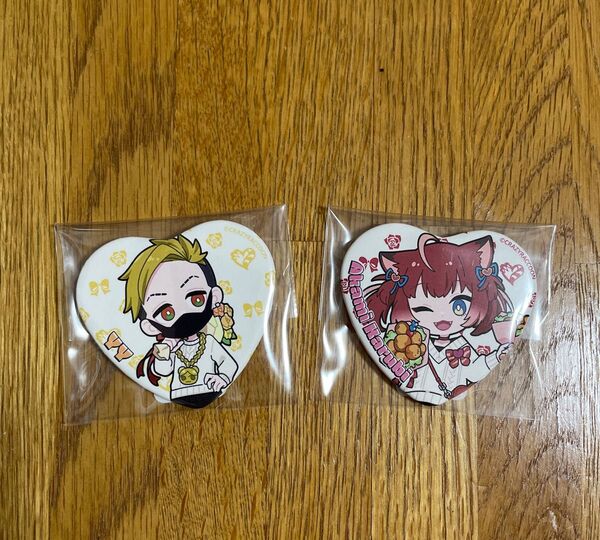 CrazyRaccoon CR バレンタイン 缶バッジ わいわい 赤見かるび 2点セット
