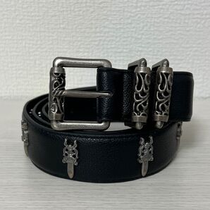 レザーベルト シルバー クロスデザイン ブラック 【新品未使用品】