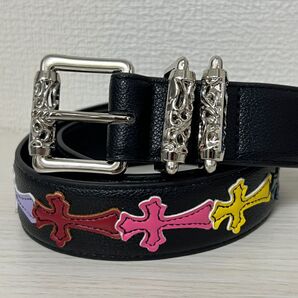 レザーベルト シルバー クロスデザイン ブラック【新品未使用品】