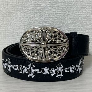 レザーベルト シルバー クロスデザイン ブラック 【新品未使用品】