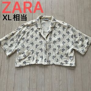 ZARA 丈短6分袖ジャケット レディースXL相当 コットン