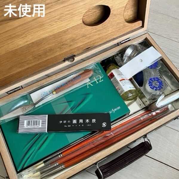 クサカベ油絵セット 木箱入 一式揃え 初心者さんやブランクありの方へ 未使用品