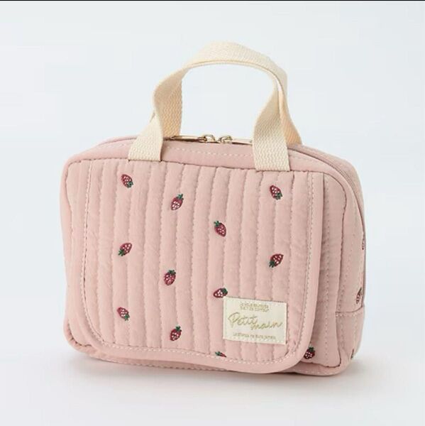 プティマイン petitmain いちご刺繍キルティングおむつポーチ