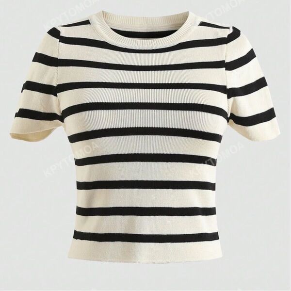 SHEIN ボーダー トップス 半袖 ニット