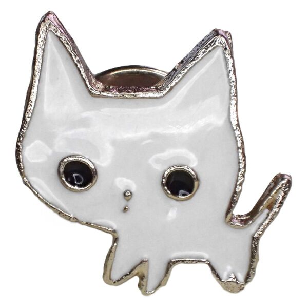 白猫 白ロネコ 子猫 猫 ねこ エナメル ピンバッジ バッジ ピンズ ピンブローチ ブローチ ラペルピン