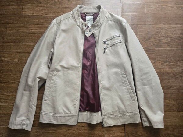 【新品】レザージャケット ベージュ メンズ アウター