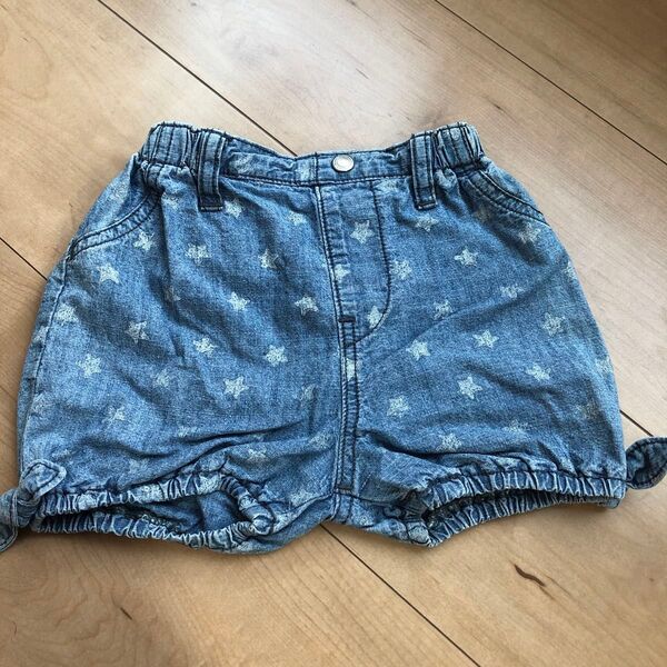 かぼちゃパンツ ショートパンツ ハーフパンツ デニム リボン女の子 ベビー 60 70 ショーパン