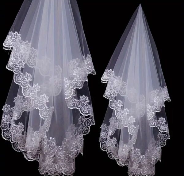 新品 1.5m レース刺繍 マリアベール 結婚式 ブライダル コームなし 白 ウェディングベール 花嫁 結婚式 ベール