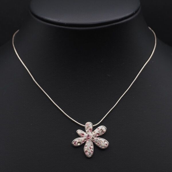 J358 スワロフスキー SWAROVSKI ペンダント ネックレス ピンク系カラー デザイン シルバー