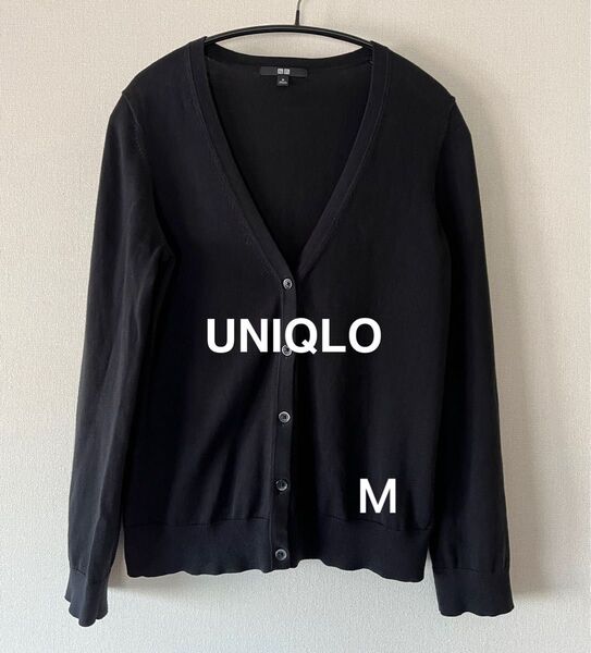 ユニクロ UNIQLO UVカットVネックカーディガン(長袖)カーディガン トップス ブラック Vネック M ニット