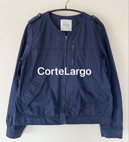 コルテラルゴ CorteLargo ブルゾン ジャケット 無地 ネイビー サイズM 長袖 コットン100%