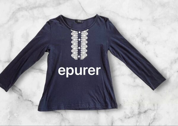 エピュレ epurer 七分袖カットソー ネイビー サイズ38 M カットソー