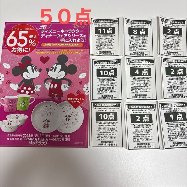 ディズニーキャラクターディナーウェアシリーズ 点数券 50点分
