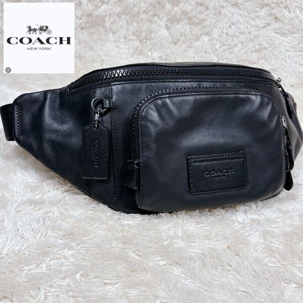 COACH コーチ ウエストポーチ ボディーバック レザー 本革 黒 ブラック ウエストバッグ ボディバッグ オールレザー