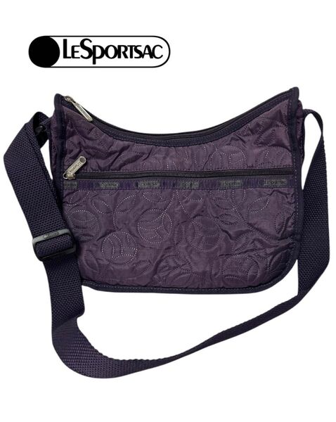 【美品】LeSportsac レスポートサック キルティング ショルダーバッグ 紫 斜め掛け