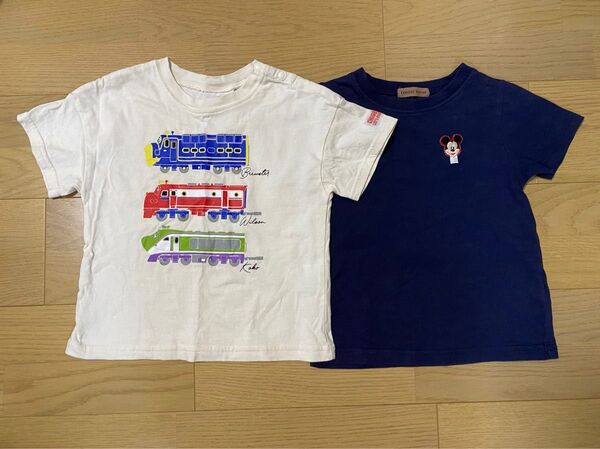 ☆美品☆100新幹線電車110紺色半袖Tシャツ2枚セット