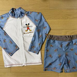 ☆美品☆100ディズニーミッキーラッシュガード&海水パンツセット男の子