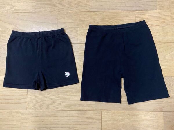 ☆美品☆135女の子黒綿混インナーパンツ一分丈三分丈2枚セット