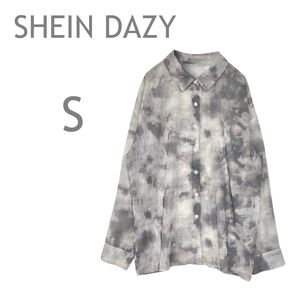 SHEIN DAZY/シーインデイジー シアーシャツ ブラウス トップス 羽織り 総柄 透け感 S