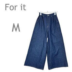 For it ワイドデニムパンツ ボトムス ハイウエスト フレア ボリューム M